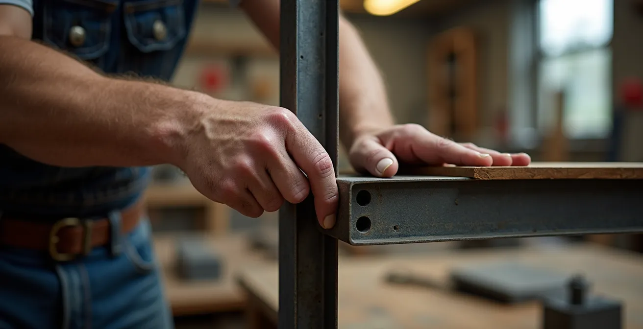 Détail d'une verrière en acier noir avec encadrement en bois massif